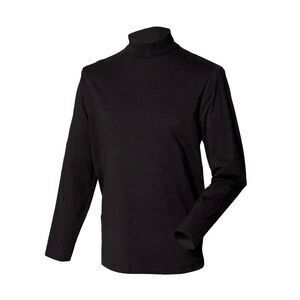 Henbury Mens Long Sleeve Cotton Rich Roll Neck Top / Sweatshirt  / Black